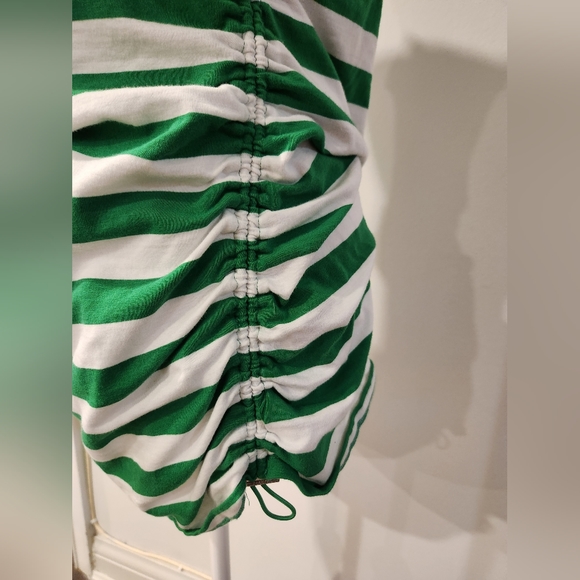 Michael Kors Green and White Striped Sleeveless Top with Rouching at Side - Picture 7 of 7